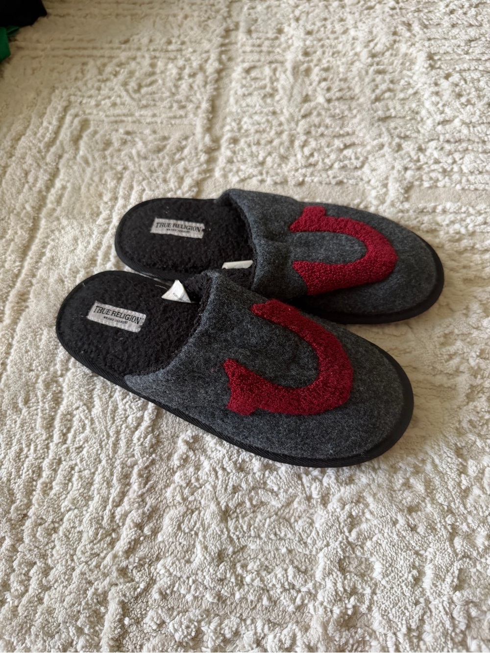 True Religion Grey Men's Slip-On Footbed Slippers